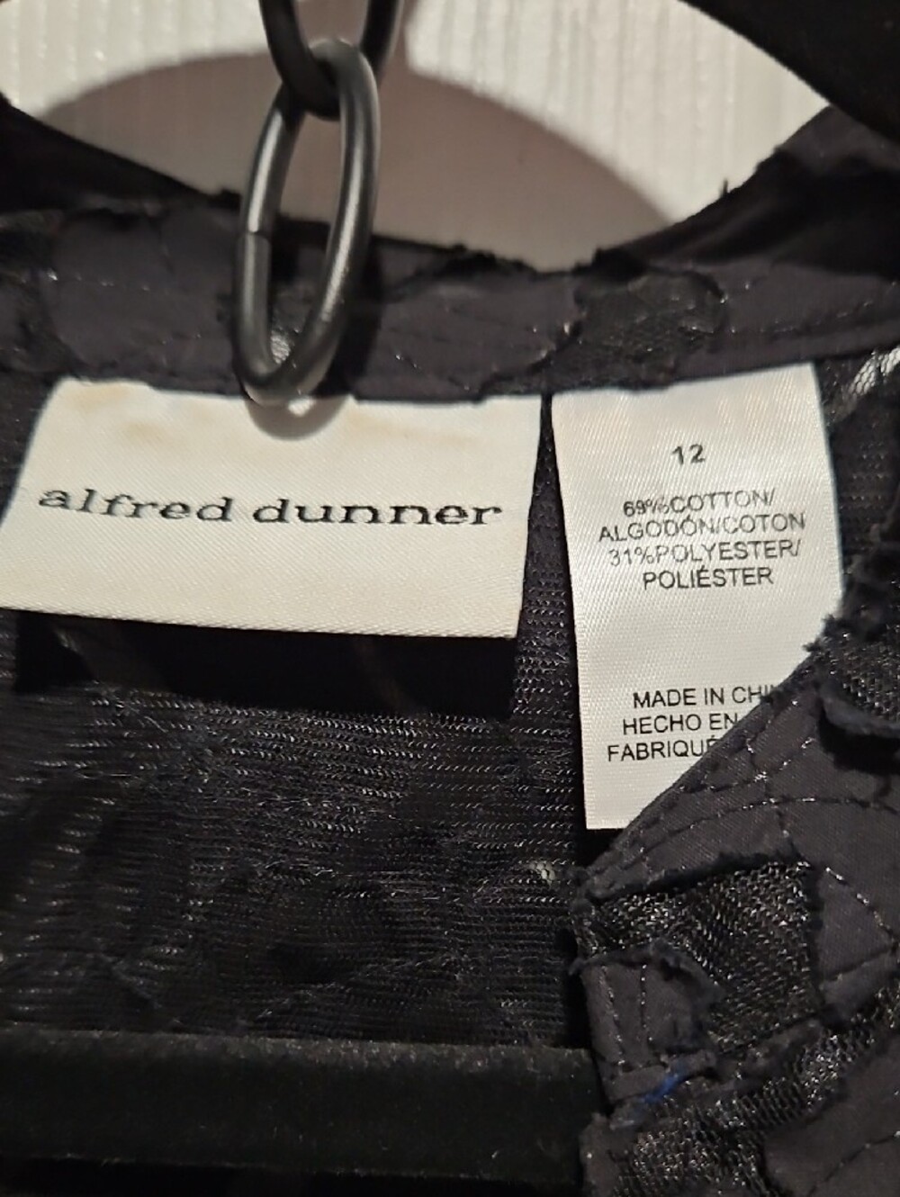 Alfred Dunner Black Textured Button-Up Blouse - Picture 2 of 6